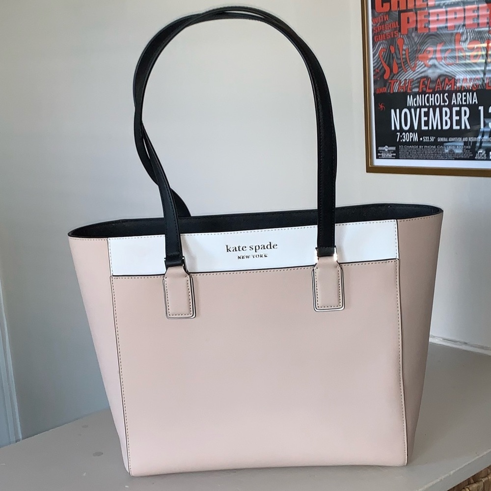large Kate Spade Cameron Street Havana laptop work tote bag beige